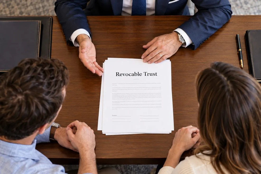 A revocable trust document presented to a couple